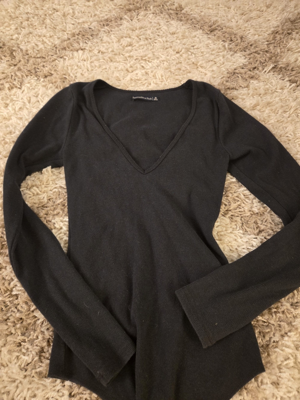Abercrombie & Fitch Black Long Sleeve V-Neck Bodysuit